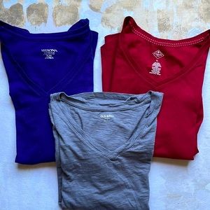 3 100% cotton V-neck shirt set 2 Long Sleeve 1 SS sz XL